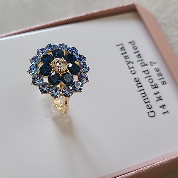 SPARKLE ALLURE WOMENS  "GENUINE CRYSTAL" 14KT GOLD PLATED FASHION RING SIZE 7 - Picture 8 of 10